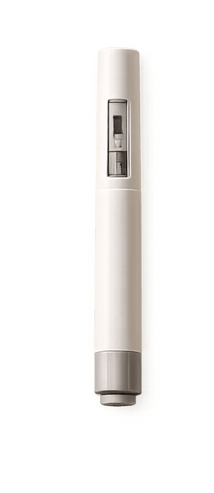 GLP-1 weekly self-injection pen on linen